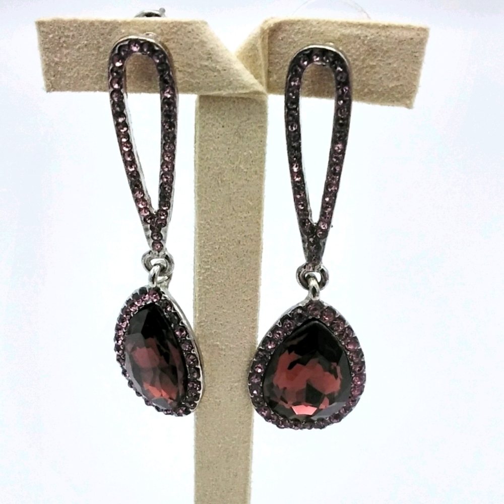 Ciunofor Brown Crystal Dangle Earrings